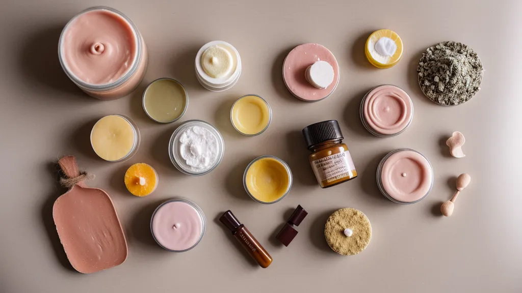 Frascos de hidrolatos artesanales listos para vender en un puesto de cosmética natural